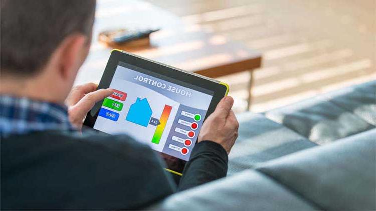 Man working on tablet.